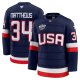 Men's #34 Auston Matthews Team USA 4 Nations Premium Navy Jersey 2025