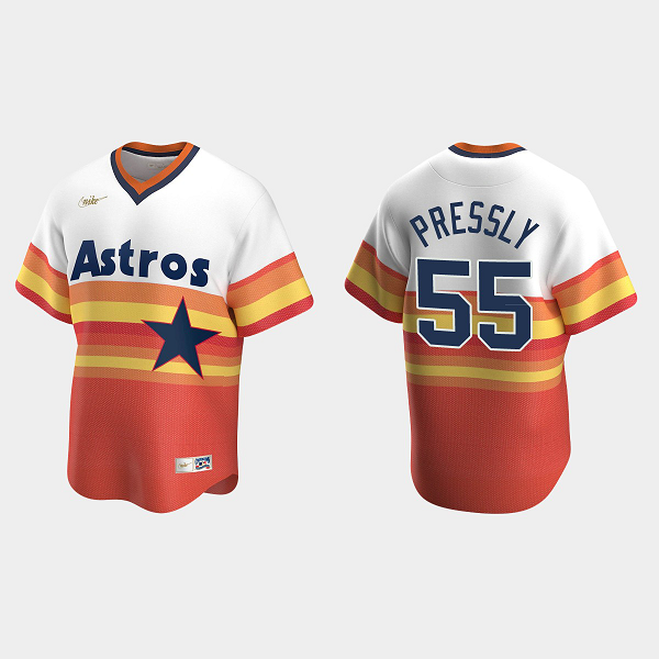 Men's Houston Astros #55 Ryan Pressly Cooperstown Collection White MLB Jersey