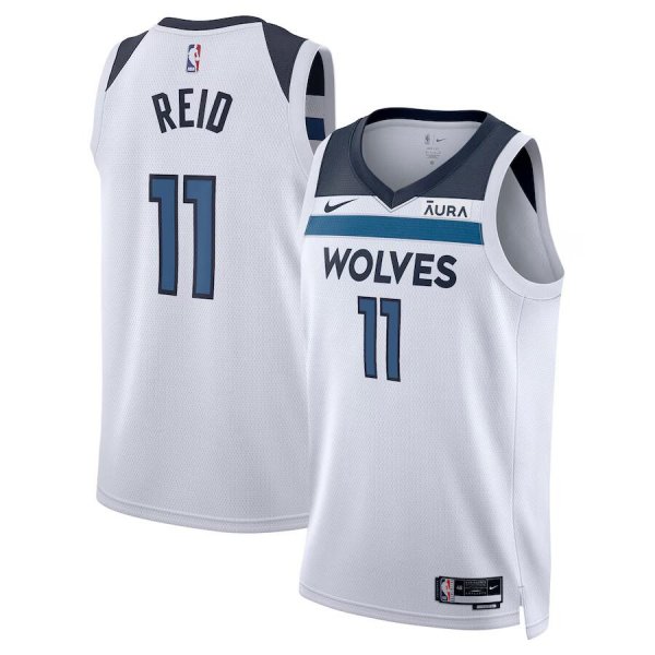 Men's Nike Minnesota Timberwolves #11 Naz Reid White Swingman Badge Association Edition Jersey