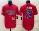 Men's Puerto Rico Baseball #12 Francisco Lindor 2023 Red World Baseball Classic Stitched Jersey