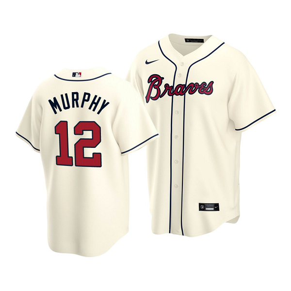 Men's Atlanta Braves #12 Sean Murphy Cool Base Nike Cream Alternate Jersey