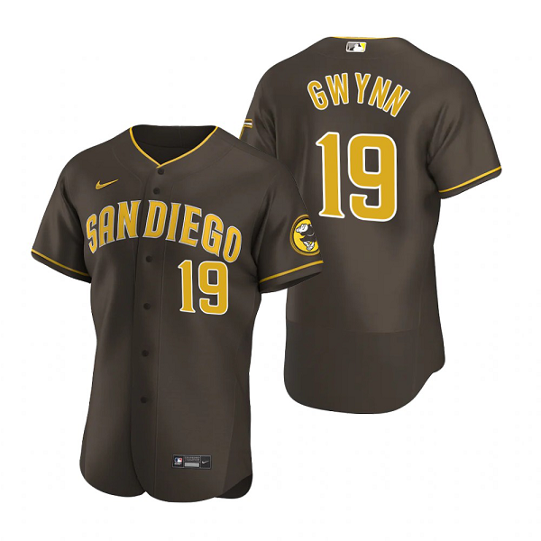 Men's San Diego Padres #19 Tony Gwynn Nike Brown Flex Base Road Jersey