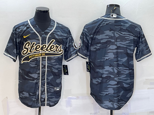 Men's Pittsburgh Steelers Blank Camouflage Stitched Baseball Cool Base Jersey