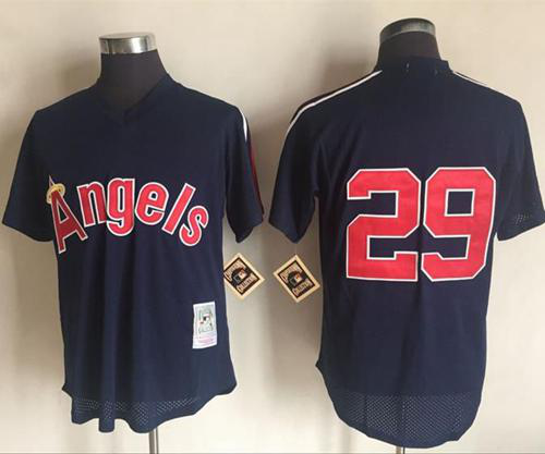 Mitchell And Ness 1984 Los Angeles Angels of Anaheim #29 Rod Carew Navy Blue Throwback Stitched MLB Jersey