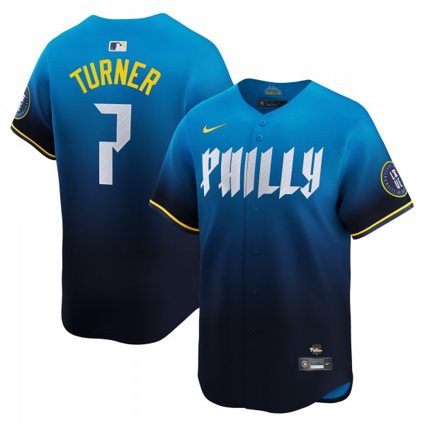 Men's Philadelphia Phillies Trea Turner Nike Blue 2024 City Connect Limited Player Jersey