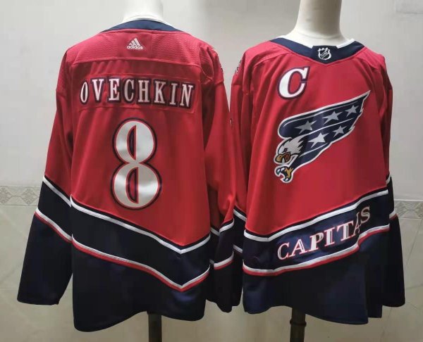 Men's #8 Alexander Ovechkin Washington Capitals Red and Navy NHL Jersey