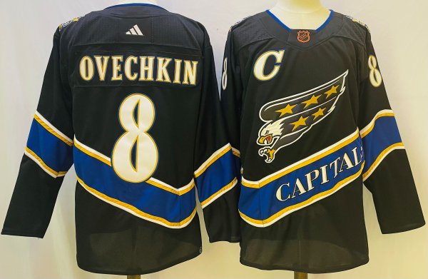 Men's #8 Alexander Ovechkin Washington Capitals Black NHL Jersey