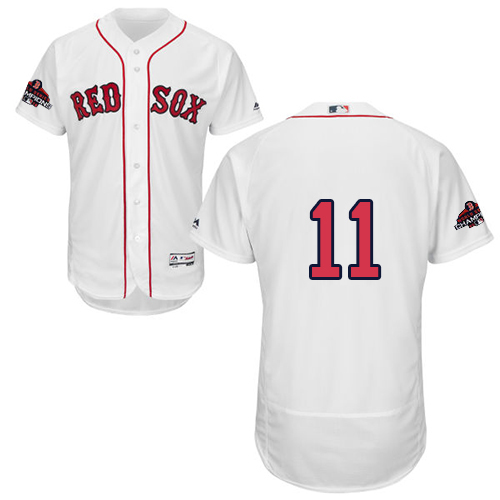 Men's Boston Red Sox #11 Rafael Devers White Flexbase Collection 2018 World Series Champions Stitched MLB Jersey