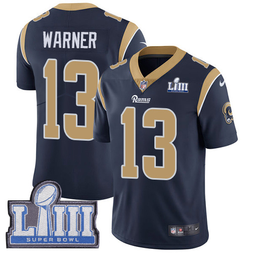 Nike Los Angeles Rams #13 Kurt Warner Navy Blue Team Color Super Bowl LIII Bound Youth Stitched NFL Vapor Untouchable Limited Jersey