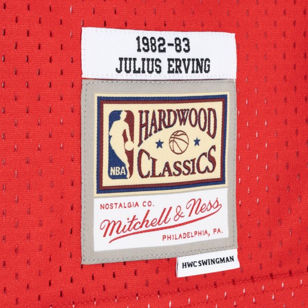 Men's Philadelphia 76ers Julius Erving Mitchell & Ness Royal/Red Hardwood Classics 1982/83 Split Swingman Jersey