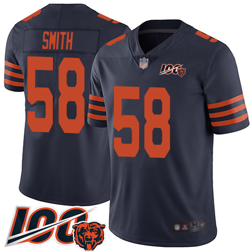 Men's Chicago Bears #58 Roquan Smith Navy Blue Alternate Stitched NFL 100th Season Vapor Limited Jersey