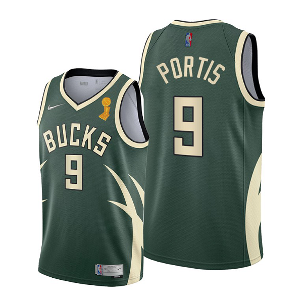 Men's Nike Milwaukee Bucks #9 Bobby Portis 2021 NBA Finals Champions Green Jersey