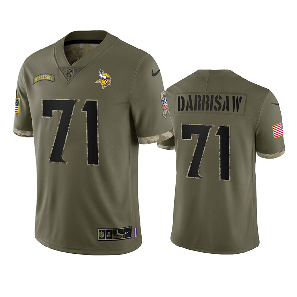 Minnesota Vikings Christian Darrisaw Olive 2022 Salute To Service Limited Jersey #71