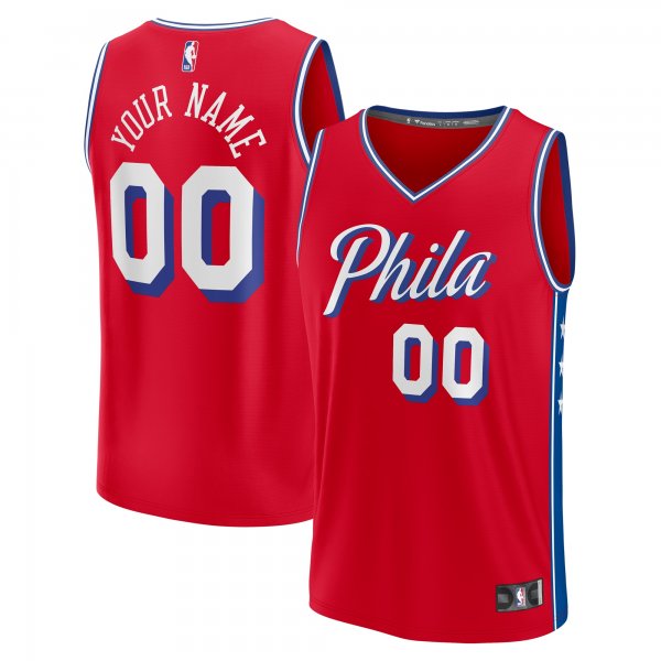 Youth Philadelphia 76ers  Fanatics Red Fast Break Replica Custom Jersey - Statement Edition