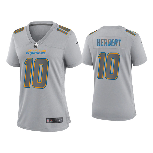 Women's Los Angeles Chargers Justin Herbert Gray Atmosphere Fashion Game Jersey