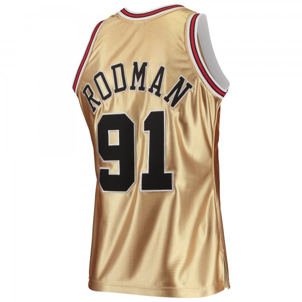 Men's Chicago Bulls Dennis Rodman Gold Mitchell & Ness 75th Anniversary 1997/98 Hardwood Classics Swingman Jersey