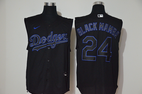 Men's Los Angeles Dodgers #24 Kobe Bryant Black Mamba Lights Out Black Fashion 2020 Cool and Refreshing Sleeveless Fan Stitched MLB Nike Jersey