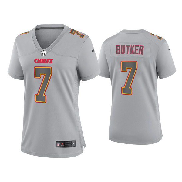 Women's Kansas City Chiefs Harrison Butker Gray Atmosphere Fashion Game Jersey