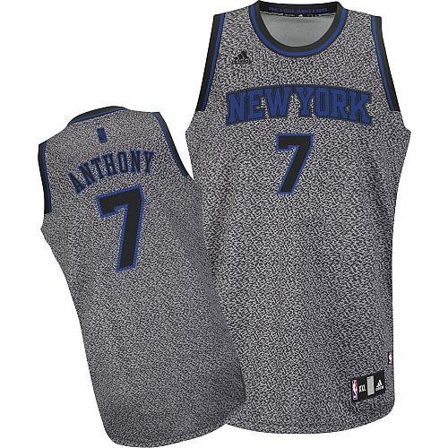 Men's New York Knicks #7 Carmelo Anthony Grey Static Fashion Stitched NBA Jersey