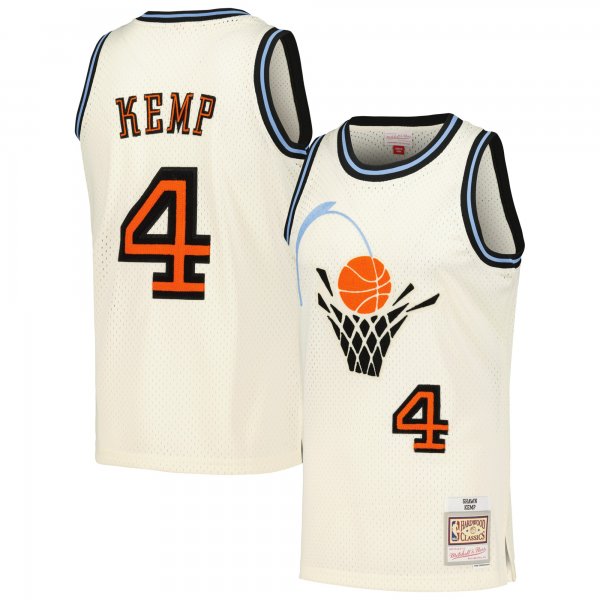 Men's Cleveland Cavaliers Shawn Kemp Mitchell & Ness Cream Chainstitch Swingman Jersey