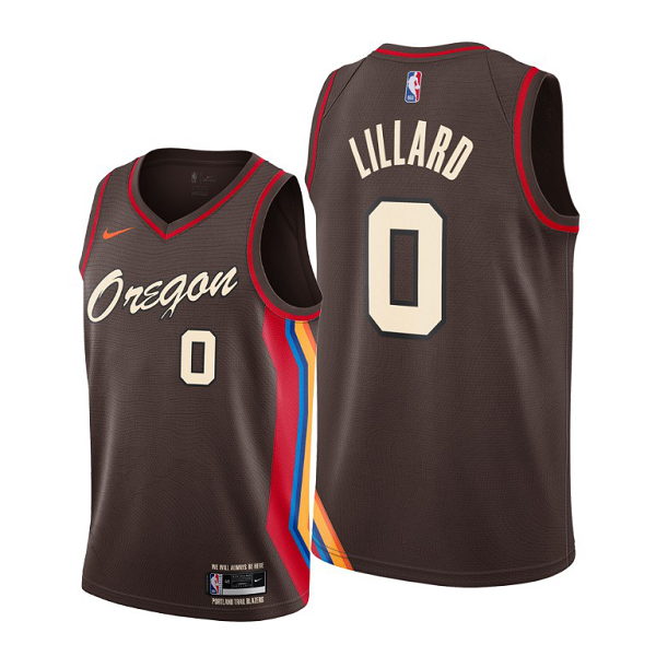 Portland Trail Blazers #0 Damian Lillard Chocolate 2020-21 City Edition Oregonm Men's Jersey