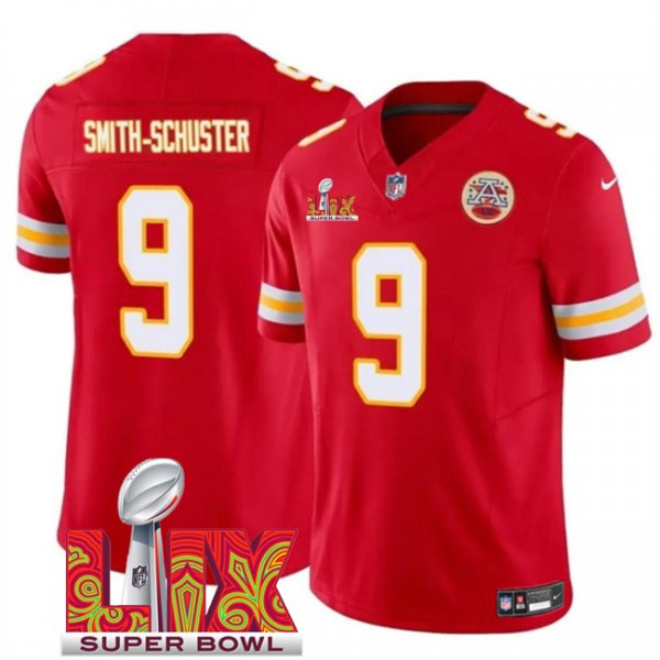 Men's Kansas City Chiefs #9 JuJu Smith-Schuster Red Super Bowl LIX F.U.S.E. Vapor Limited Stitched Jersey