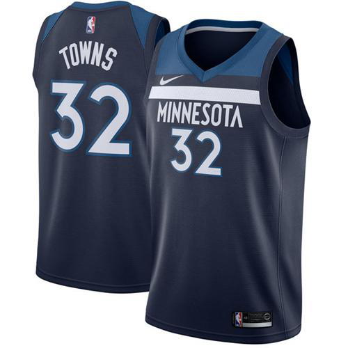 Men's Nike Minnesota Timberwolves #32 Karl-Anthony Towns Navy Blue Stitched Swingman NBA Jersey