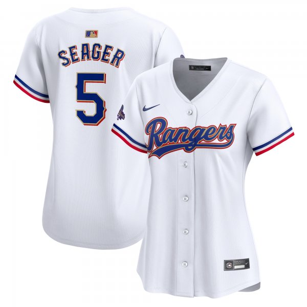 Women's Texas Rangers Corey Seager Nike White 2024 Gold Collection Limited Player Jersey