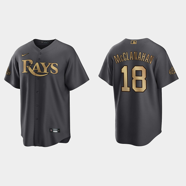 Men's Tampa Bay Rays #18 Shane McClanahan 2022 MLB All-Star Game Cool Base Jersey - Charcoal