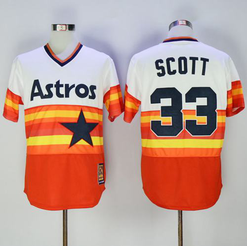 Houston Astros #33 Mike Scott White/Orange 1980 Turn Back The Clock Stitched MLB Jersey