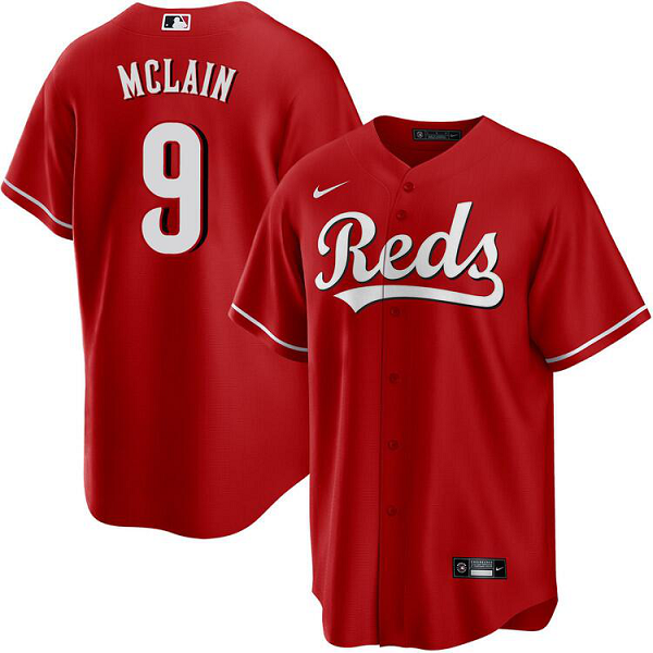 Men's Cincinnati Reds #9 Matt McLain Nike Red Alternate Cool Base MLB Jersey