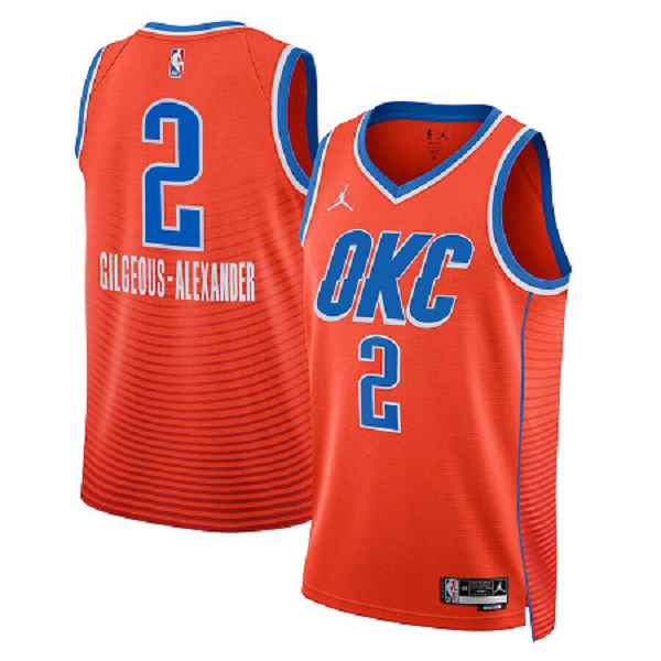 Men's Unisex Oklahoma City Thunder #2 Shai Gilgeous-Alexander Orange Jordan Statement Edition Swingman Jersey