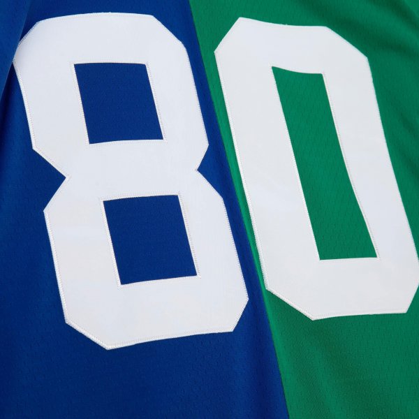 Men's Seattle Seahawks Steve Largent Mitchell & Ness Royal/Green 1985 Split Legacy Replica Jersey