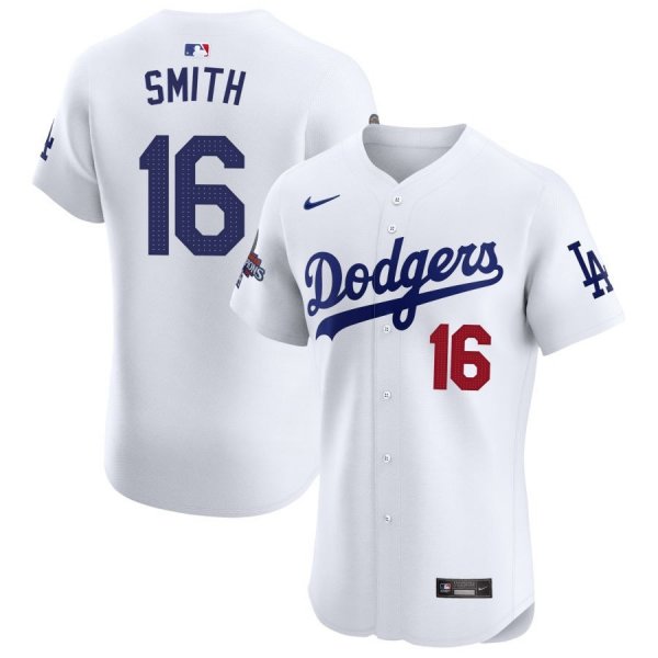 Men's Los Angeles Dodgers #16 Will Smith Nike White 2024 World Series Champions Home Elite Jersey