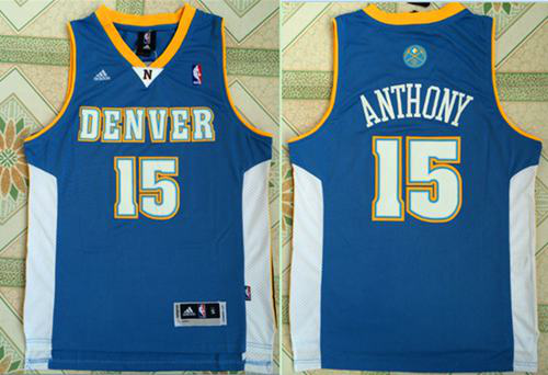 Men's Denver Nuggets #15 Carmelo Anthony Stitched Baby Blue NBA Jersey