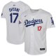 Youth #17 Los Angeles Dodgers Shohei Ohtani Nike White 2024 World Series Champions Limited Player Jersey