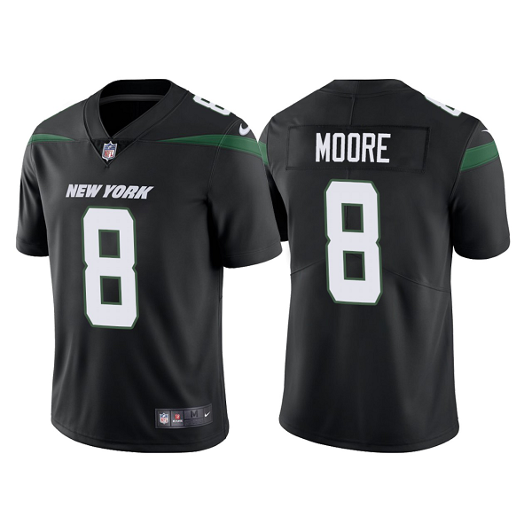 Men's New York Jets #8 Elijah Moore Black 2021 NFL Draft Vapor Limited Jersey