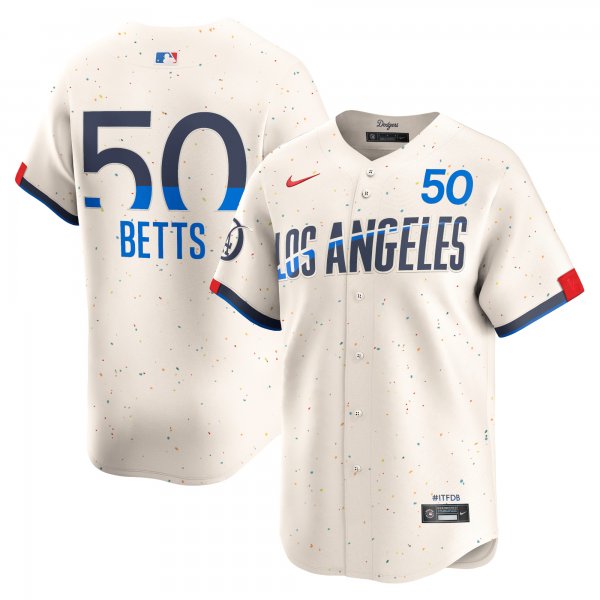 Men's Los Angeles Dodgers #50 Mookie Betts Nike Cream 2024 City Connect Cool Base Jersey