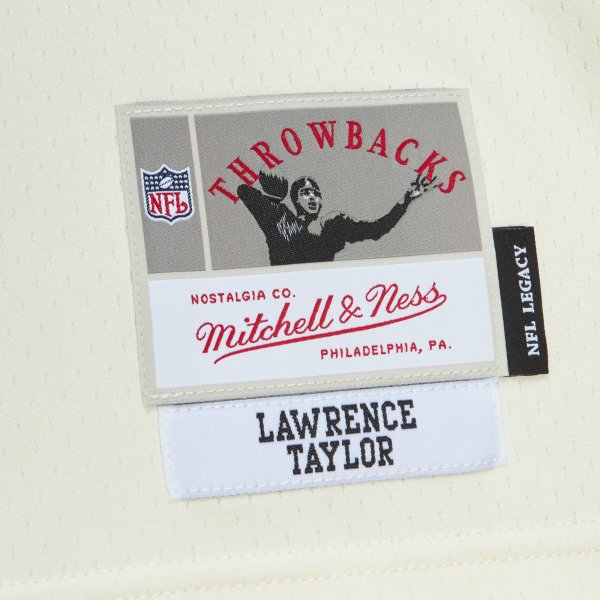 Men's New York Giants Lawrence Taylor Mitchell & Ness Cream Chainstitch Legacy Jersey