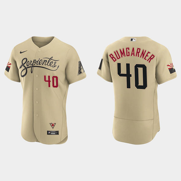 Men's Arizona Diamondbacks #40 Madison Bumgarner Gold 2021 MLB City Connect Flex Base Jersey