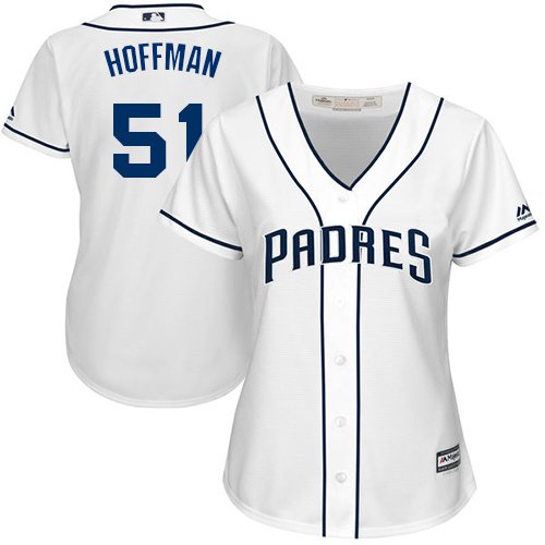 Women's San Diego Padres #51 Trevor Hoffman White Majestic MLB Home Cool Base Jersey