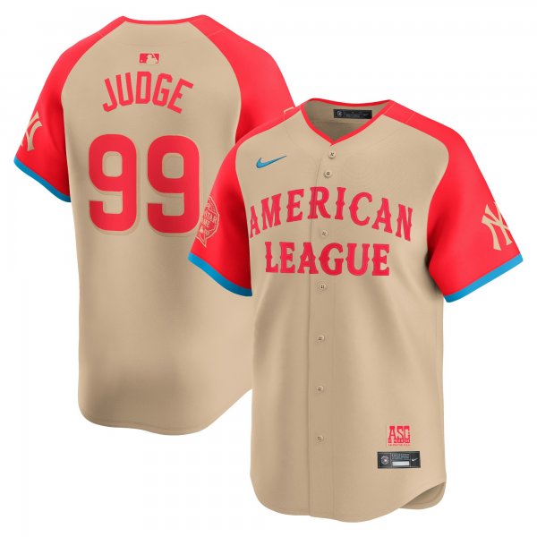 Men's American League #99 Aaron Judge Nike Cream 2024 MLB All-Star Game Cool Base Jersey