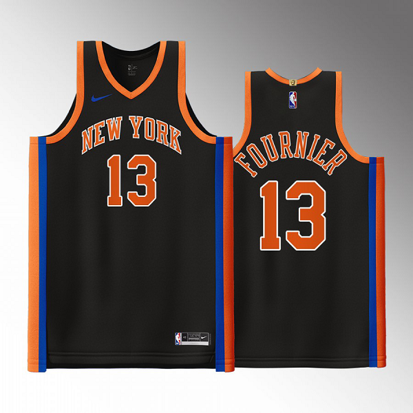 New York Knicks Evan Fournier #13 Black 2022-23 City Edition Jersey