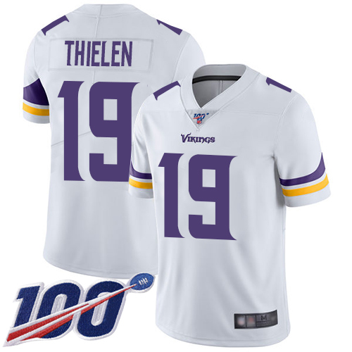 Minnesota Vikings #19 Adam Thielen White Men's Stitched NFL 100th Season Vapor Limited Jersey