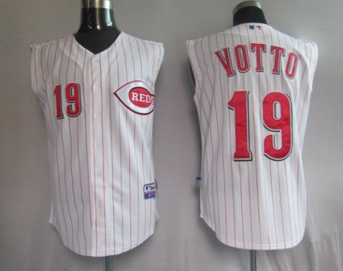 Cincinnati Reds #19 Joey Votto White Vest Style Stitched MLB Jersey