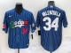 Men's Nike Los Angeles Dodgers #34 Fernando Valenzuela Blue Mexico World Series Throwback Stitched Cool Base Jersey