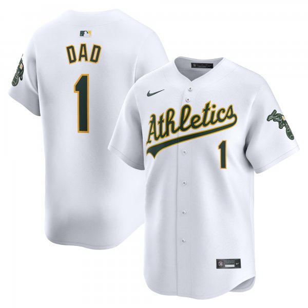 Men's Oakland Athletics Nike White #1 Dad Home Limited Jersey