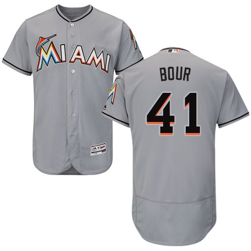 Miami Marlins #41 Justin Bour Grey Flexbase Collection Stitched MLB Jersey