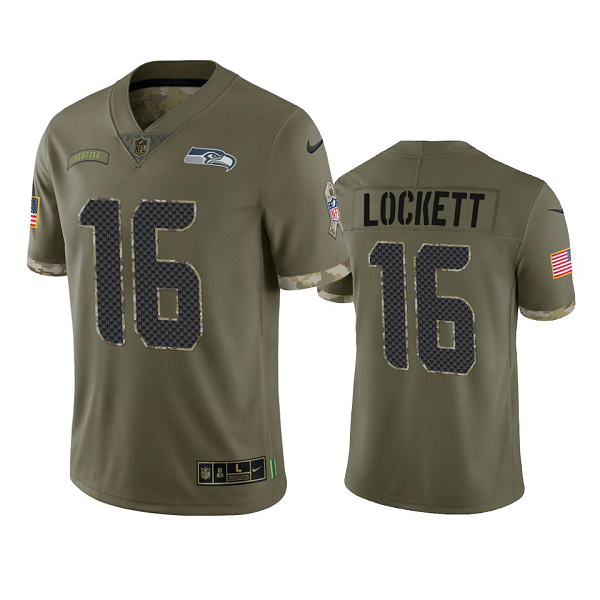 Seattle Seahawks Tyler Lockett #16 Olive 2022 Salute To Service Limited Jersey