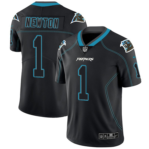 Nike Carolina Panthers #1 Cam Newton Lights Out Black Men's Stitched NFL Limited Rush Jersey